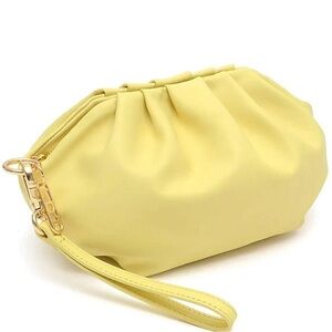 LDT Bailey Leather Butter Yellow Wristlet Clutch Handbag Small NWT